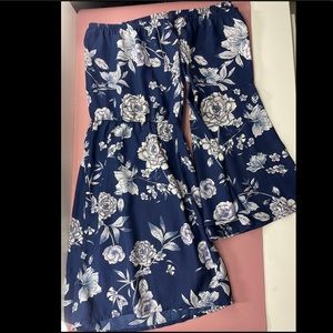 Navy Floral Bell Sleeve Romper